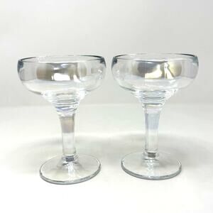 Iridescent Mother of Pearl Champagne Coupes Set of 2 Vintage Barware